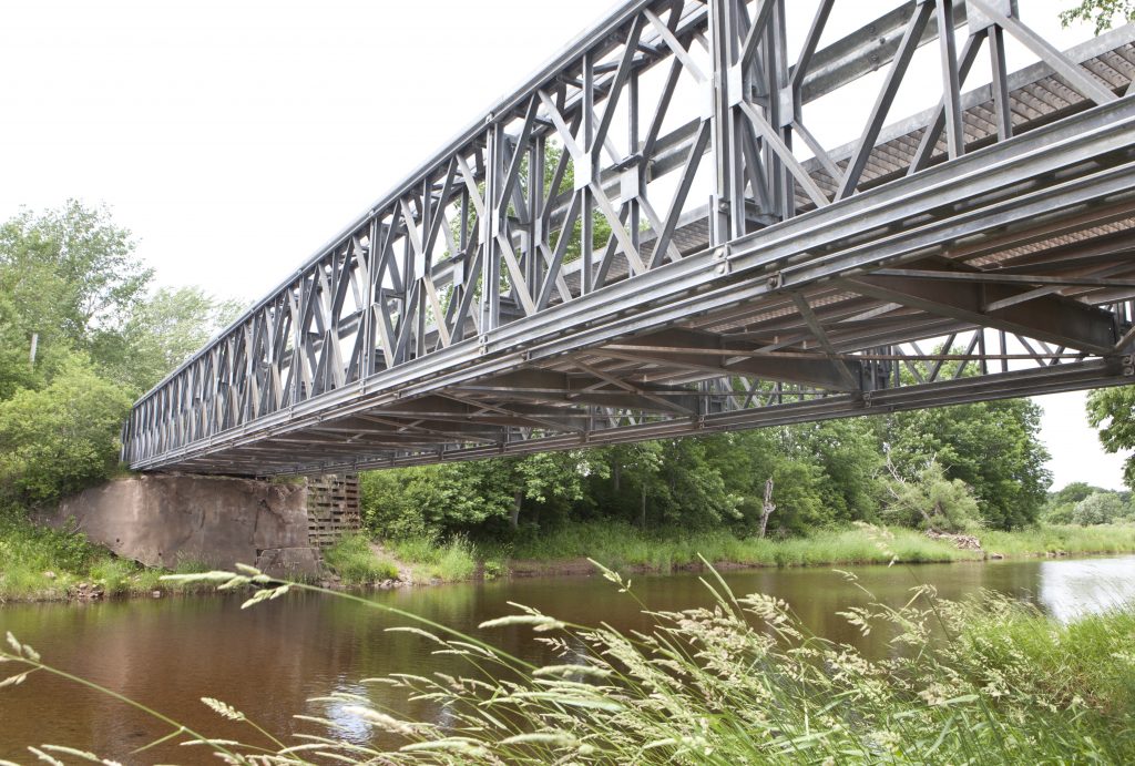 Bailey Bridge style emergency replacement bridge on existing abutments