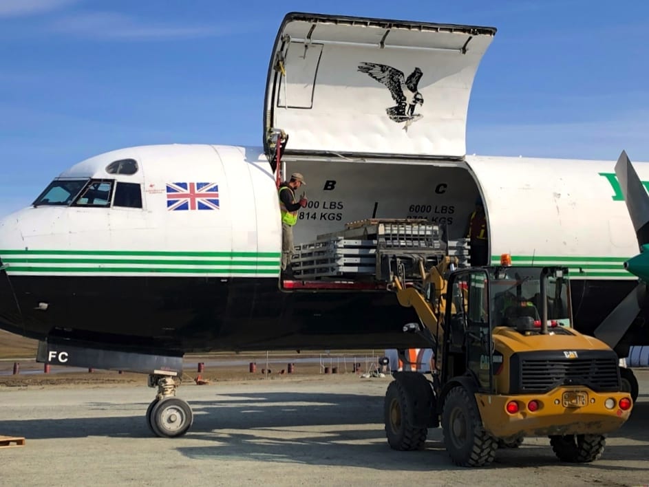 Algonquin Modular Panel Bridge components loaded onto plane to High Arctic