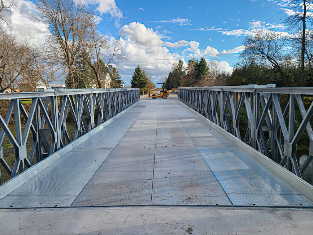 End view of Bailey Bridge with steel decking