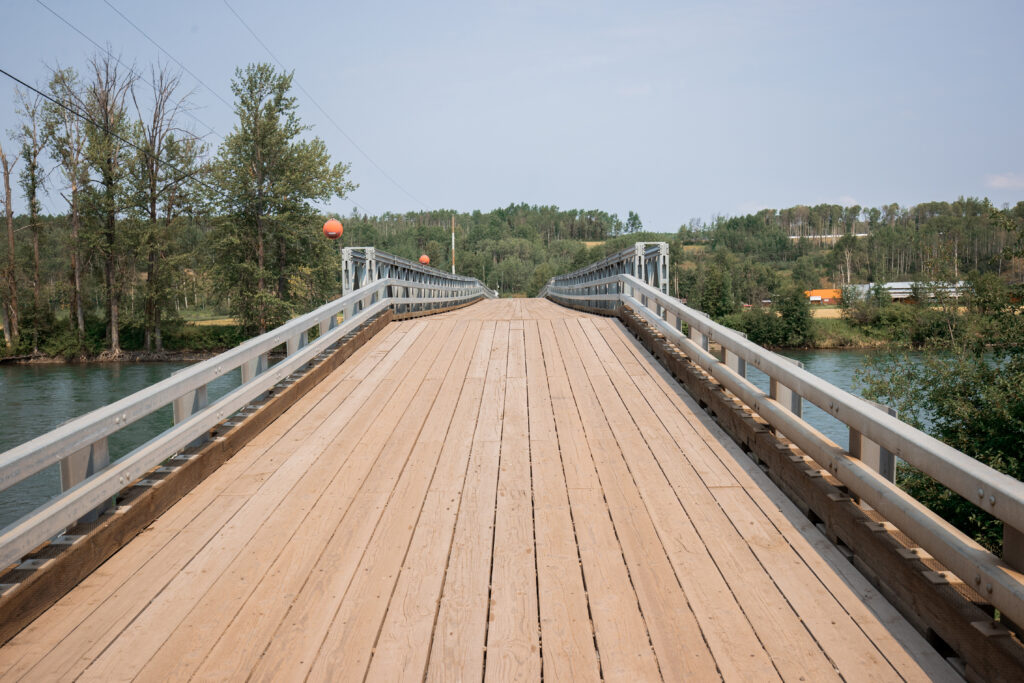 Algonquin Mabey Bridge crossing a stream, front view