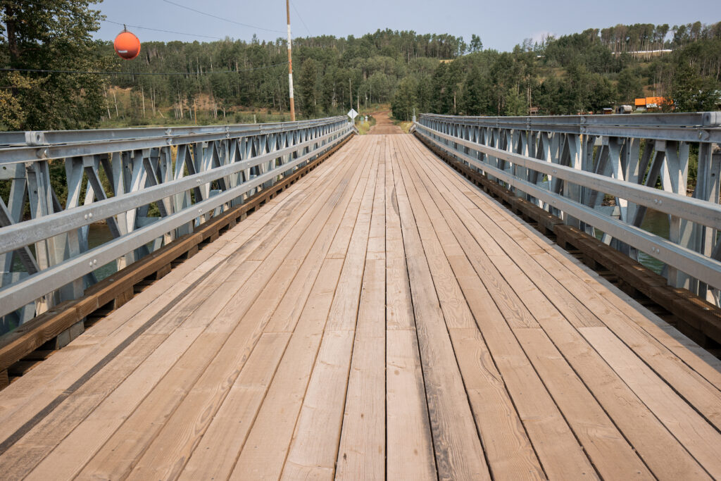 Algonquin Mabey Bridge crossing a stream, front view