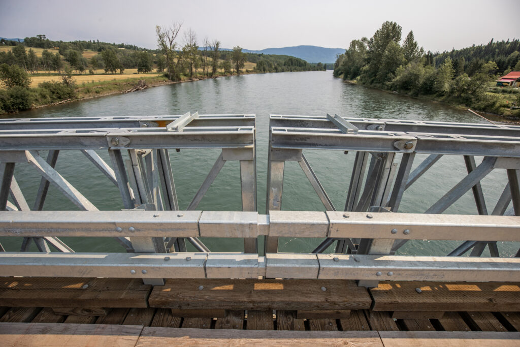 Algonquin Mabey Bridge crossing a stream, side view