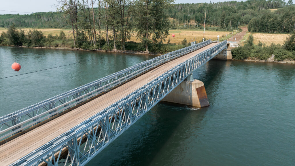 Algonquin Mabey Bridge crossing a stream, side view