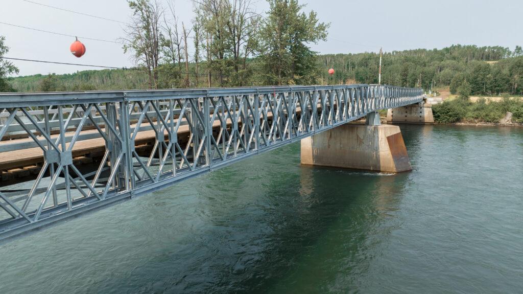 Algonquin Mabey Bridge crossing a stream, side view