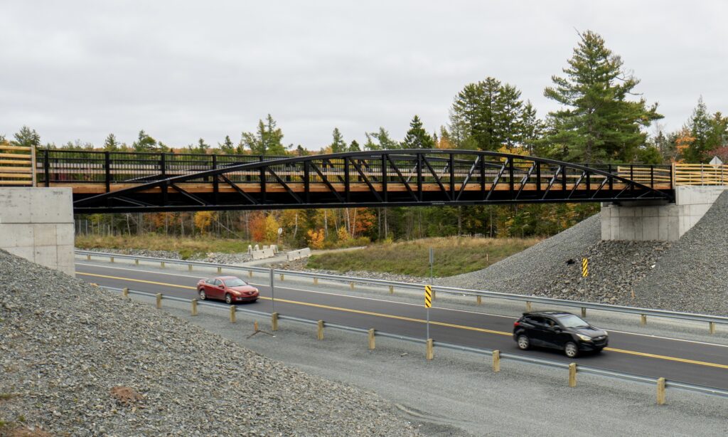 Wide view of prefabricated trail bridge
