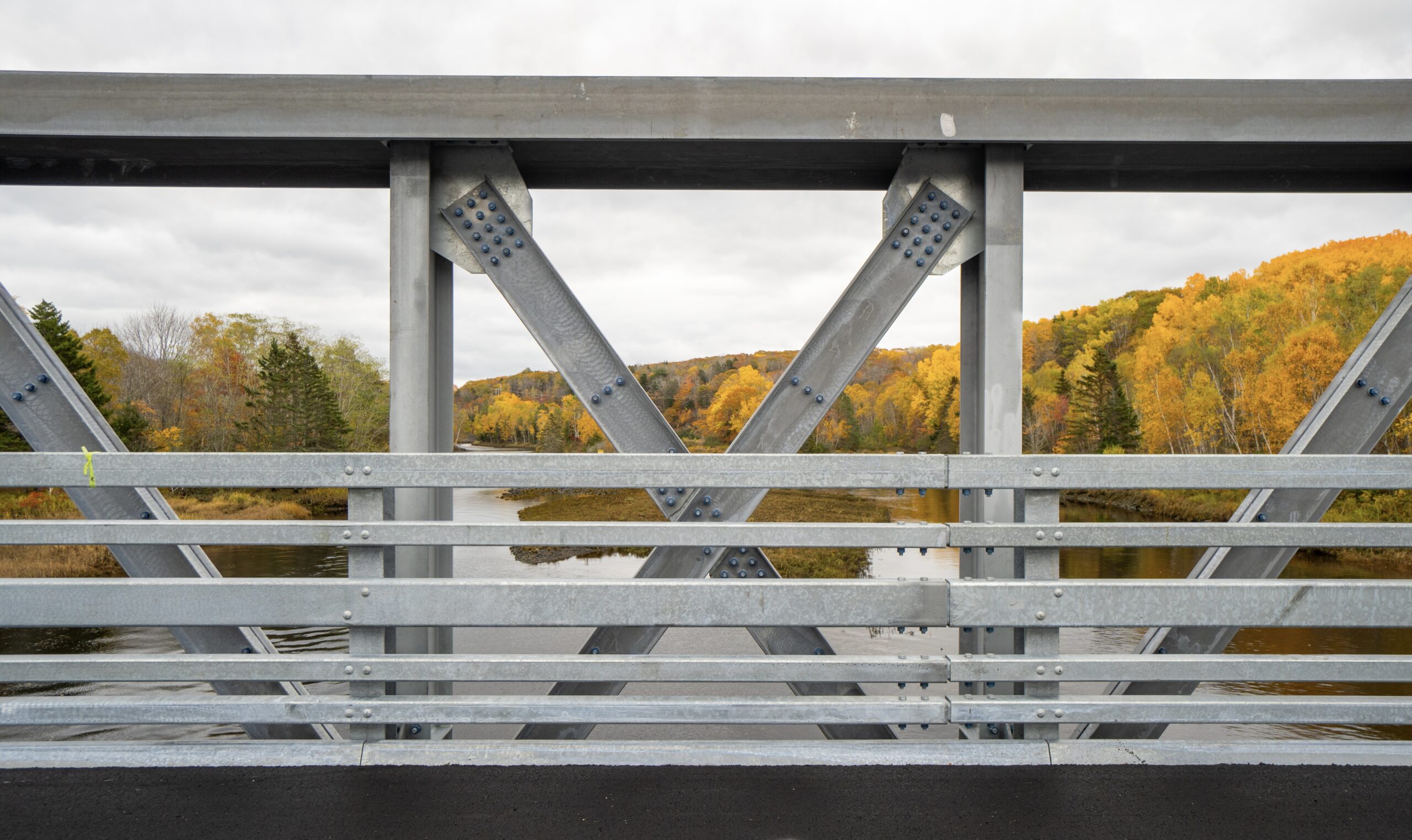 Detail view of modular bolted truss bridge