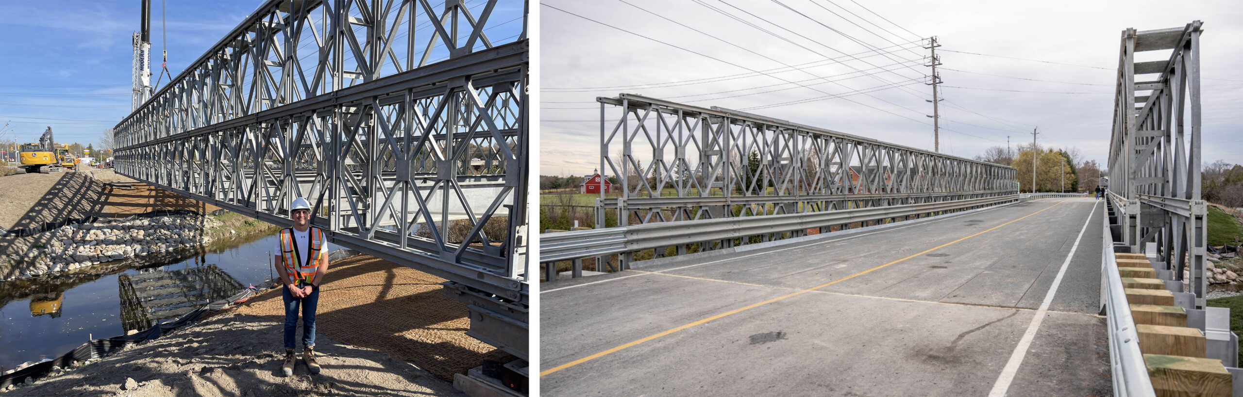 More views of Bailey-Bridge-style temporary-detour bridge