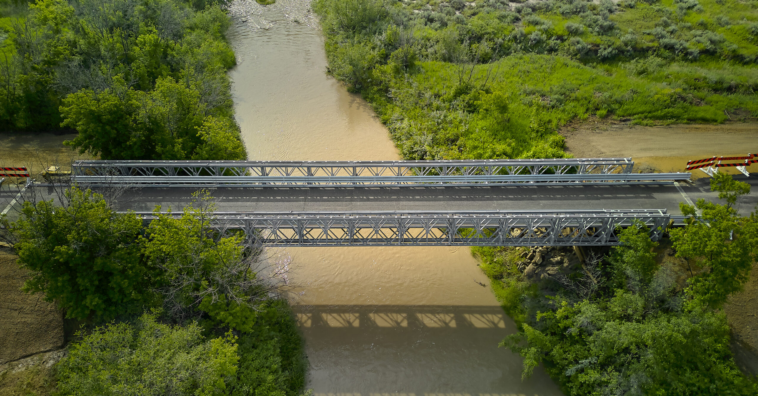 Bailey Bridge-style Modular Panel Bridge in highway application.
