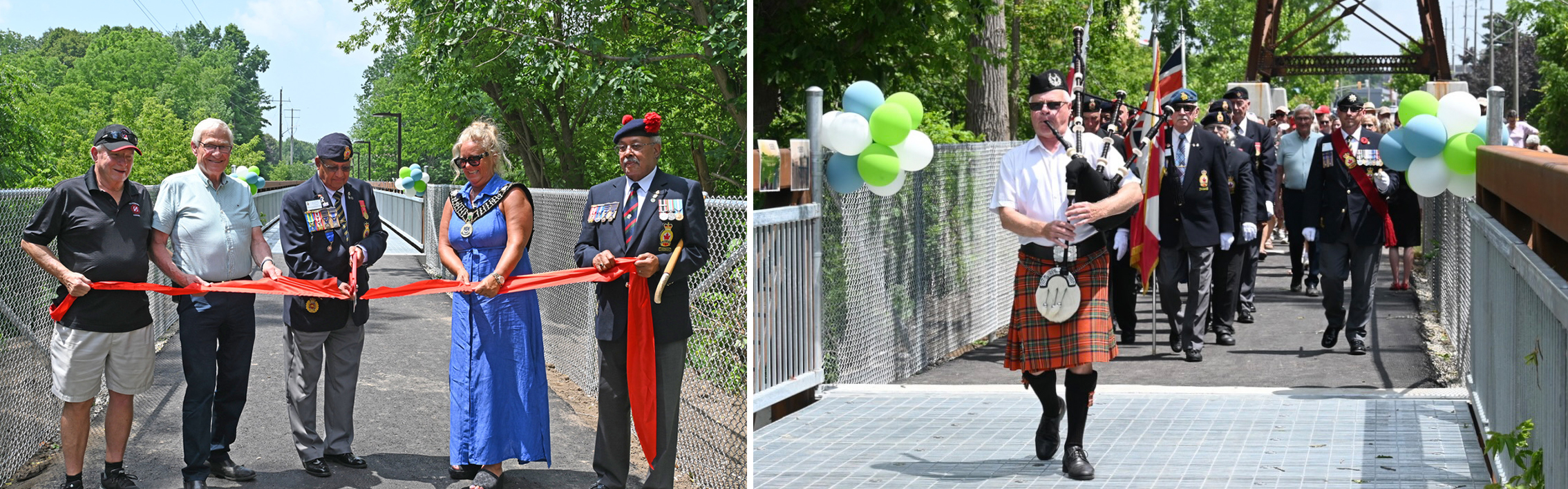 Views of prefabricated pedestrian bridge official opening