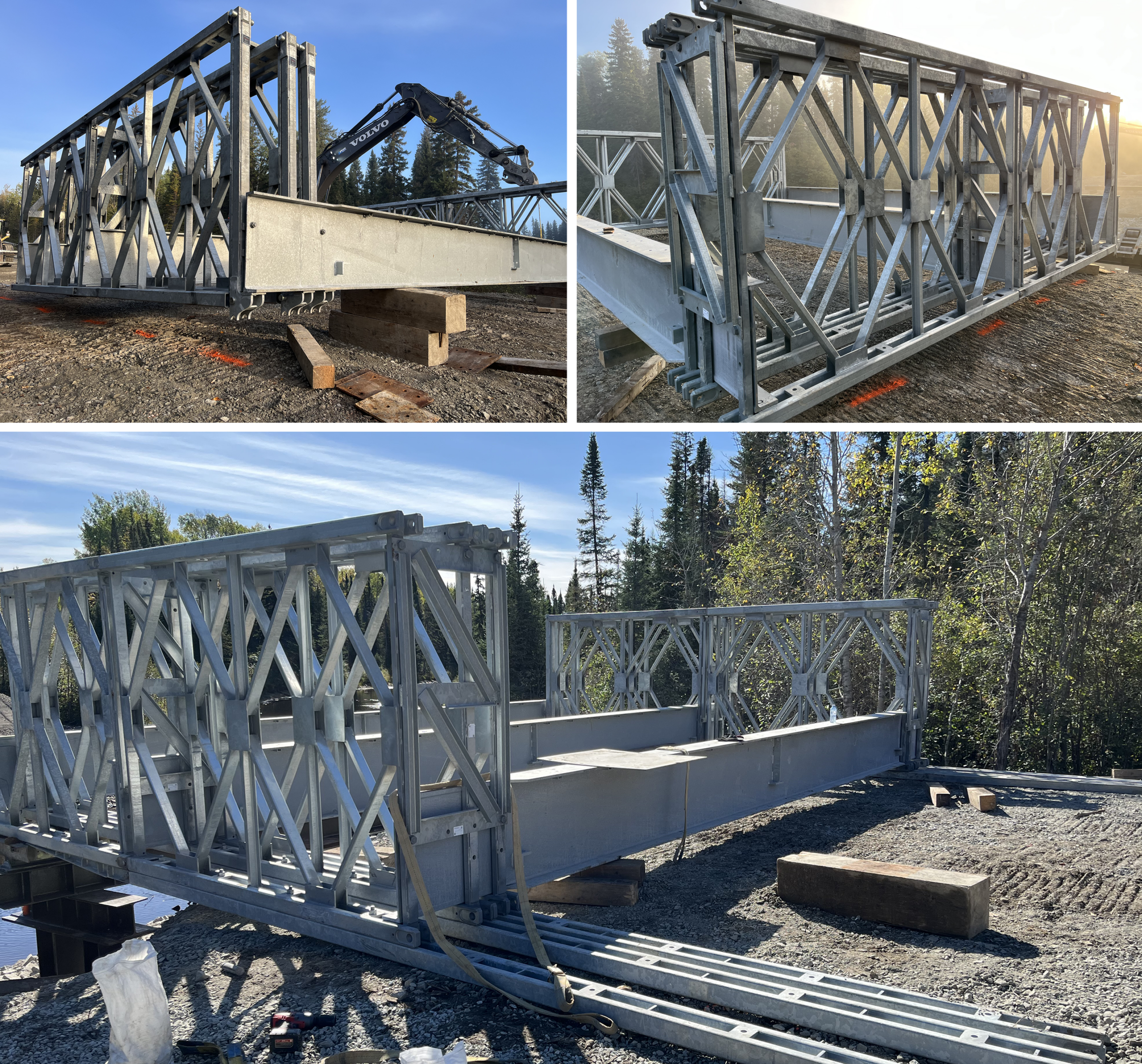 Components of Algonquin R800 Modular Panel Bridge being assembled
