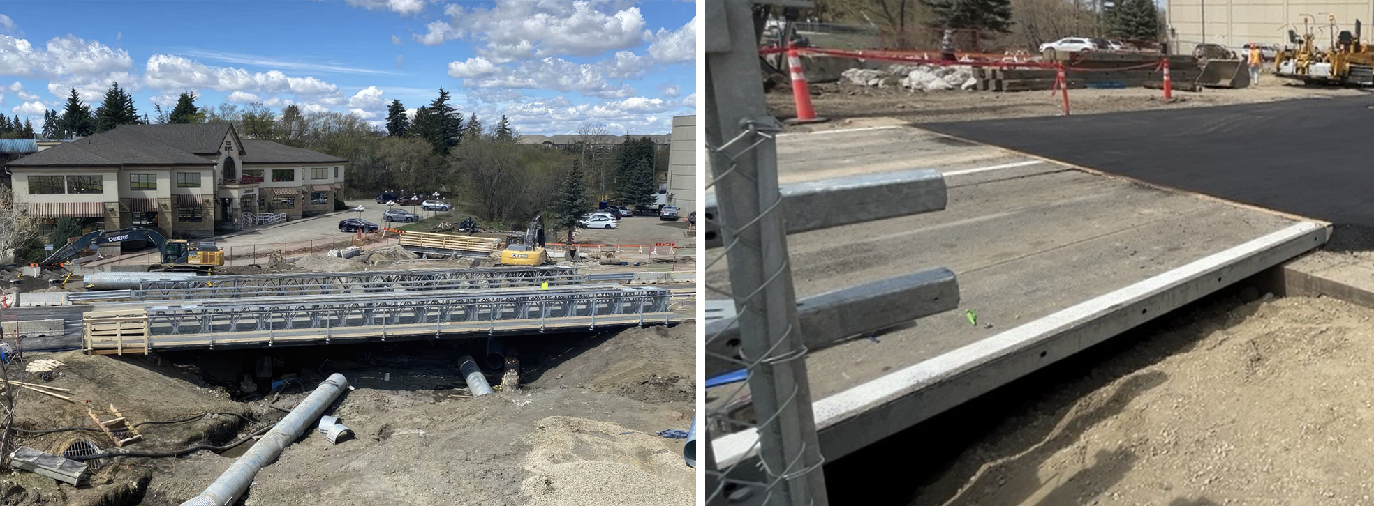 Views of Algonquin Modular Panel Temporary Detour Bridge installation
