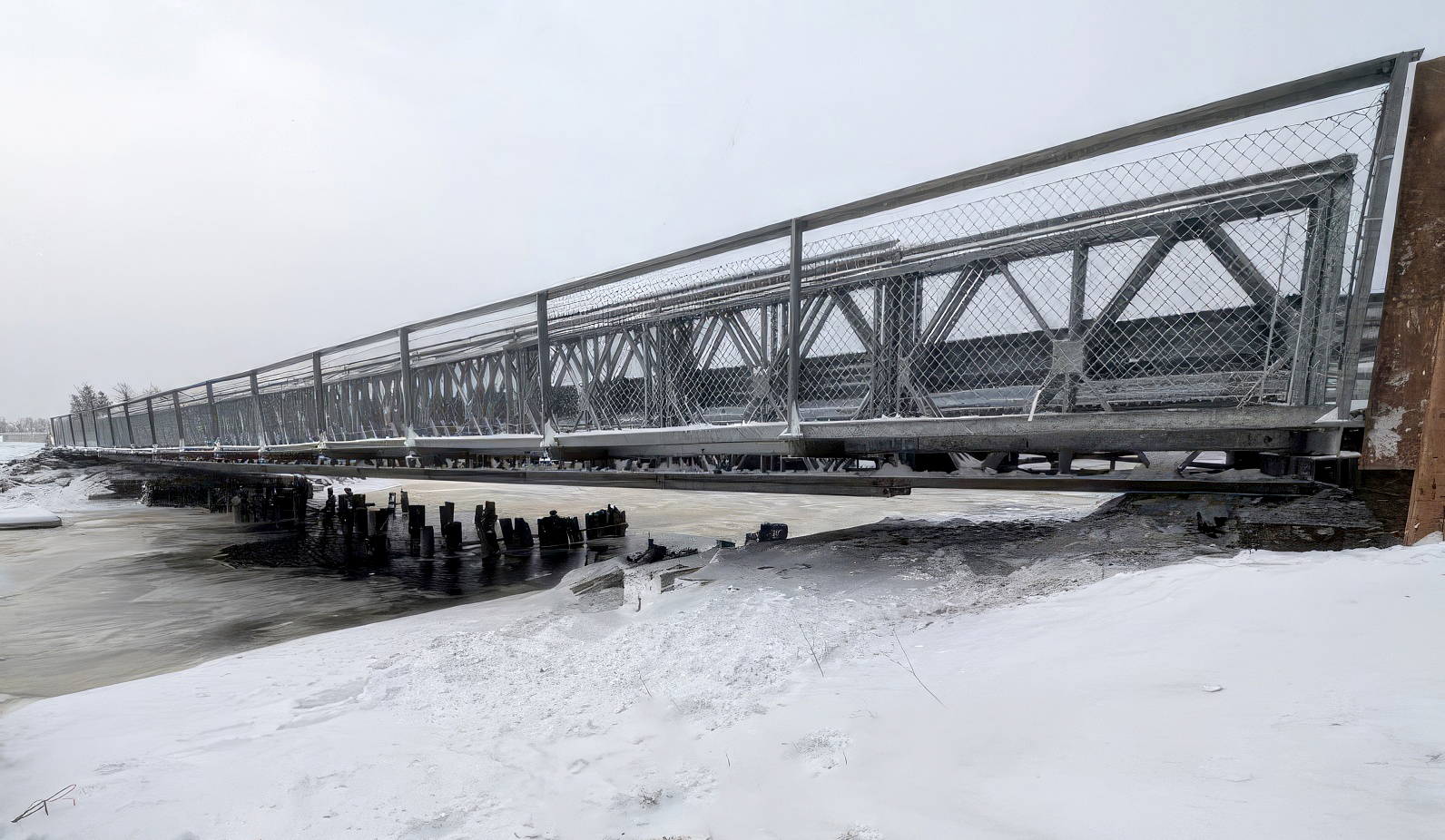 Wide view of Algonquin Modular Panel Bridge crossing a stream
