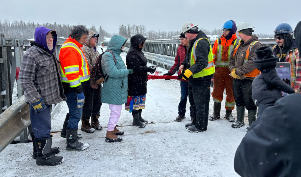 ibbon-cutting ceremony at site of newly installed Algonquin emergency replacement bridge