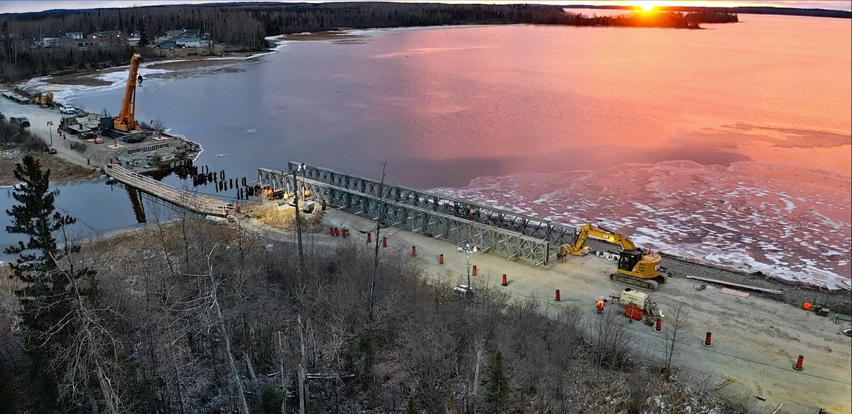 Algonquin R800 bridge cantilever launched over stream